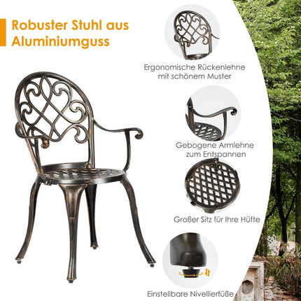 3-teiliges Outdoor-Bistro-Set aus Aluminiumguss mit integriertem Eiskübel