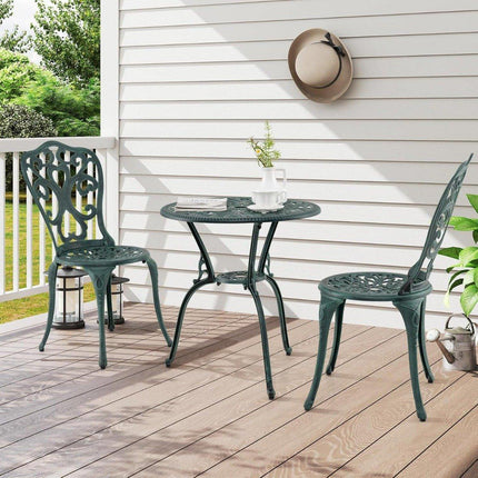 Ensemble de patio 3 pièces en aluminium moulé avec table et chaises de bistrot