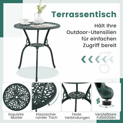 Ensemble de patio 3 pièces en aluminium moulé avec table et chaises de bistrot