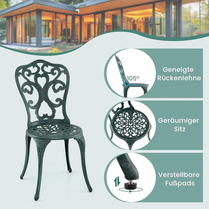 Ensemble de patio 3 pièces en aluminium moulé avec table et chaises de bistrot