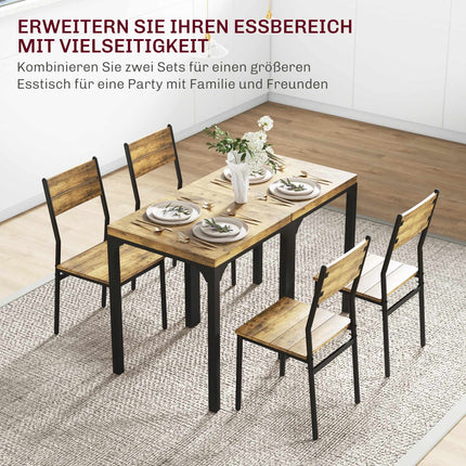 Ensemble de salle à manger 3 pièces, table et 2 chaises, MDF et métal, marron