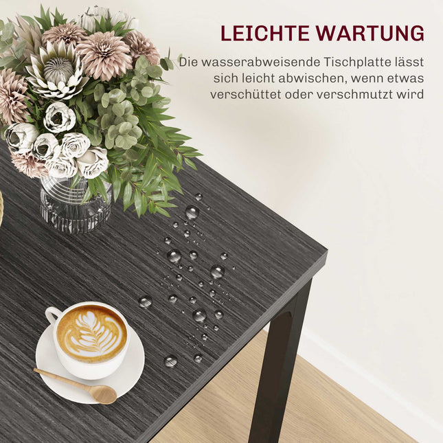 3-teiliges Esszimmergarnitur, Tisch und 2 Stühle, MDF & Metall, Grau