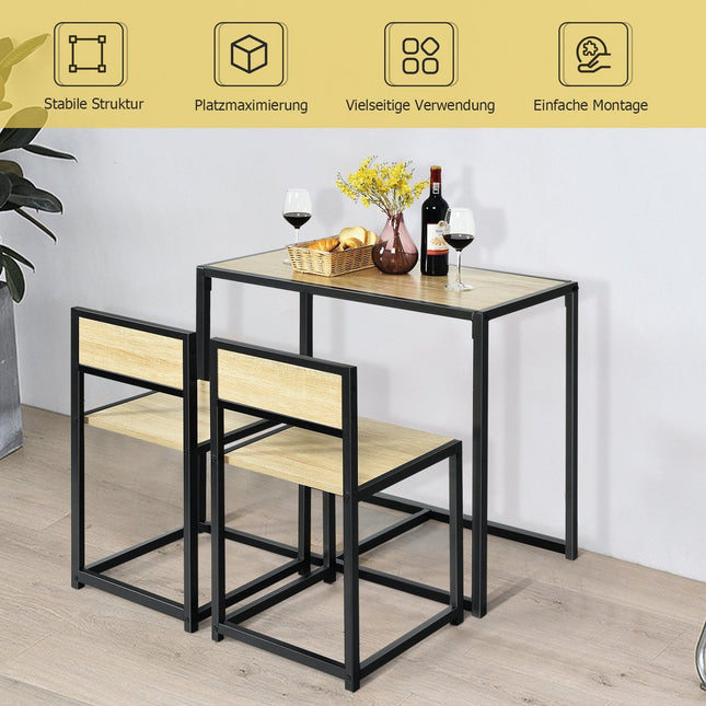 3-teiliges Esszimmer-Set – Tisch und 2 Stühle, platzsparend