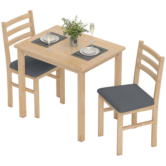 3-teiliges Esszimmer-Set mit 2 Stühlen, platzsparend, Holz