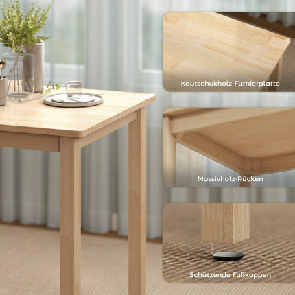 Ensemble de salle à manger 3 pièces avec 2 chaises, gain de place, en bois