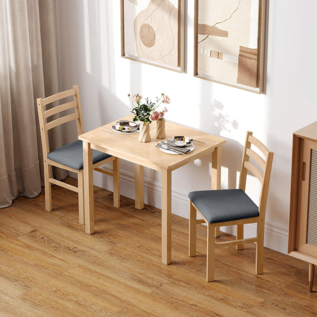 3-teiliges Esszimmer-Set mit 2 Stühlen, platzsparend, Holz