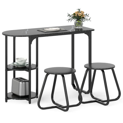 Ensemble de salle à manger 3 pièces avec table et 2 tabourets, gain de place