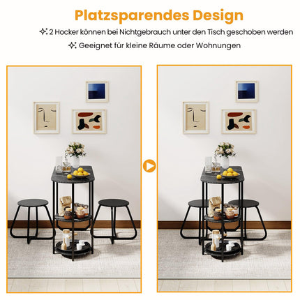 Ensemble de salle à manger 3 pièces avec table et 2 tabourets, gain de place