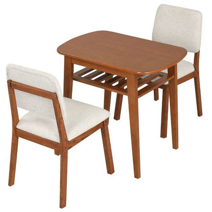 Ensemble de salle à manger 3 pièces avec chaises rembourrées, beige/naturel