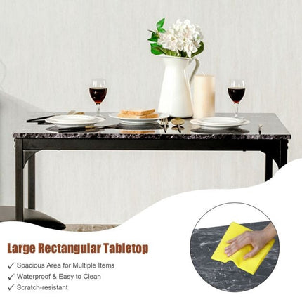 Ensemble de salle à manger 3 pièces, table et 2 tabourets en similicuir, noir