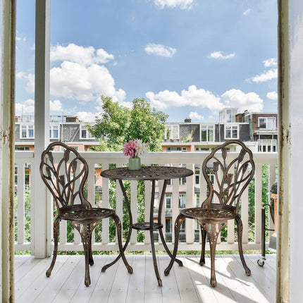 3-teiliges Blumen-Bistro-Set – Tisch und Stühle für die Terrasse