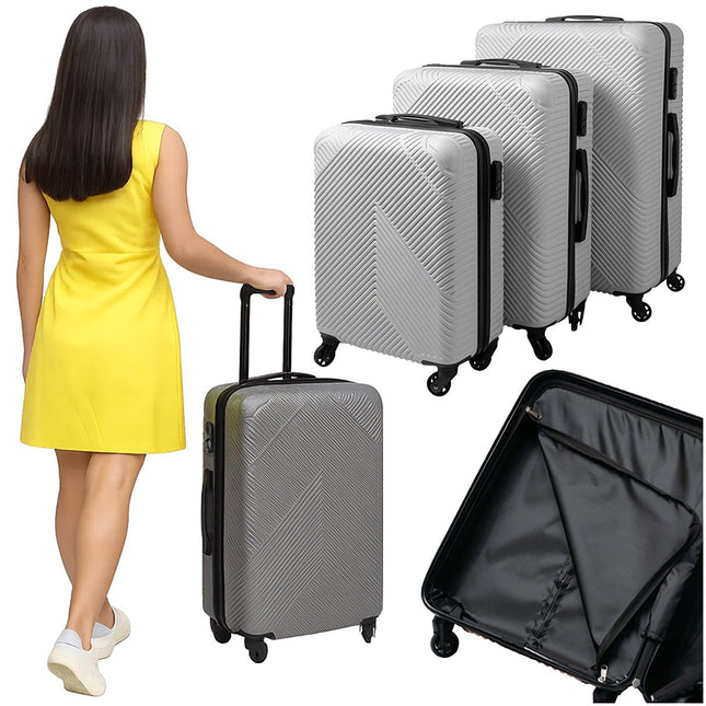 Ensemble de valises grises 3 pièces - Légères et résistantes