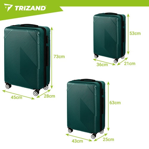 Ensemble de bagages 3 pièces en ABS vert avec roues à 360°