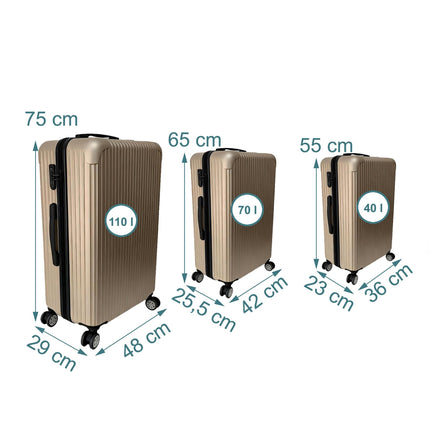 3-teiliges Hartschalenkoffer-Set mit Spinner-Rädern