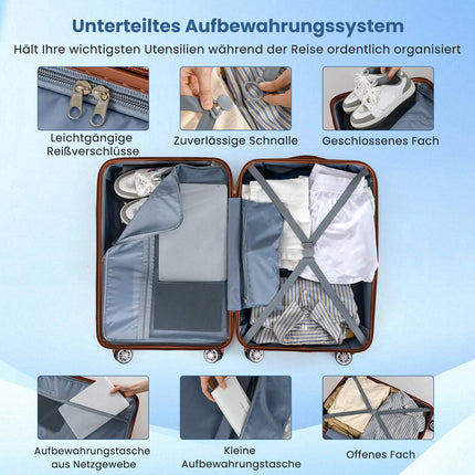 Ensemble de 3 valises rigides avec serrure TSA, blanches