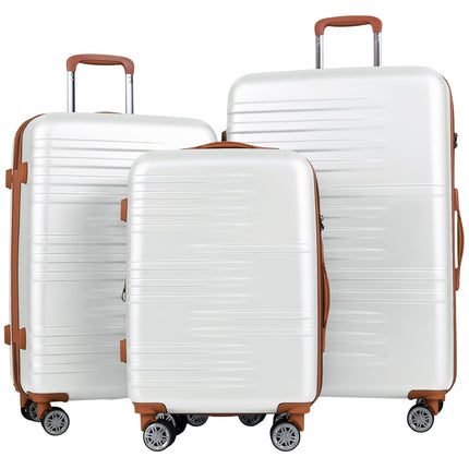 Ensemble de 3 valises rigides avec serrure TSA, blanches
