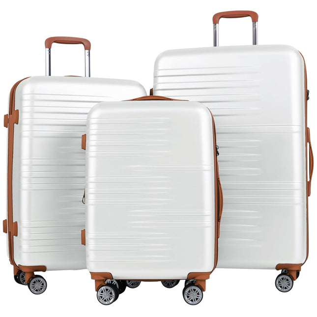 Ensemble de 3 valises rigides avec serrure TSA, blanches