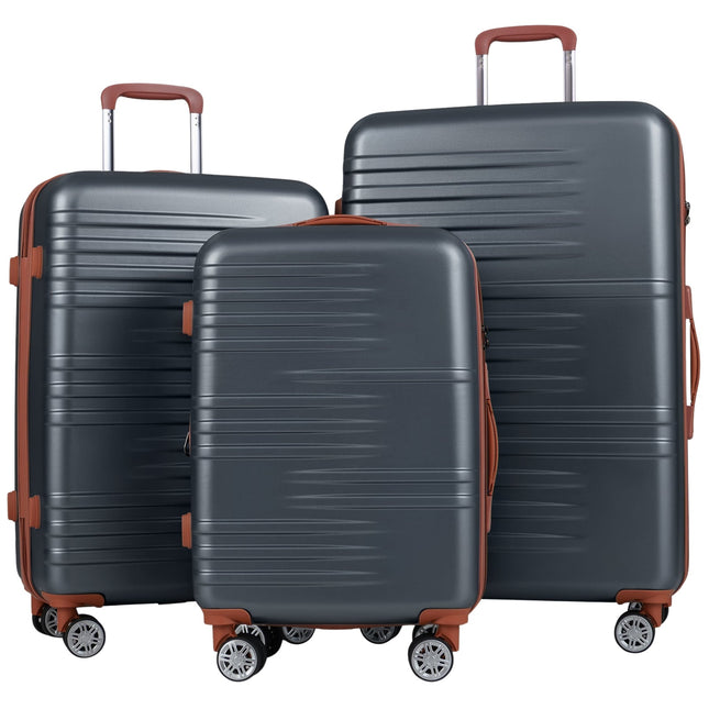 Ensemble de 3 valises rigides avec serrure TSA et roues à 360°