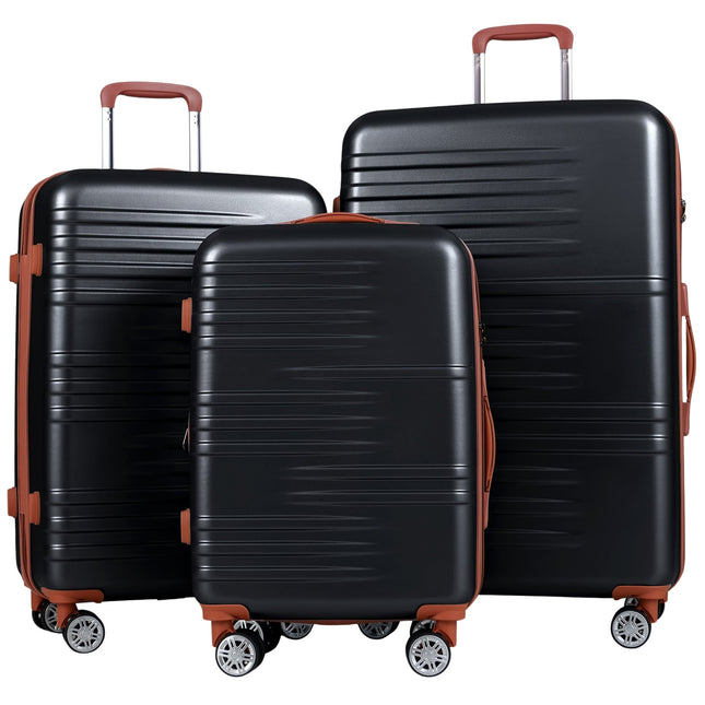 Ensemble de 3 valises rigides avec serrure TSA, noires