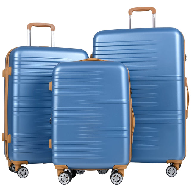 Ensemble de 3 valises rigides avec serrure TSA, bleues