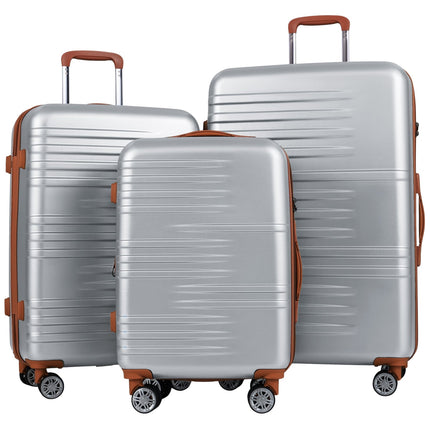 3-teiliges Hartschalen-Kofferset mit TSA-Schloss, Silber