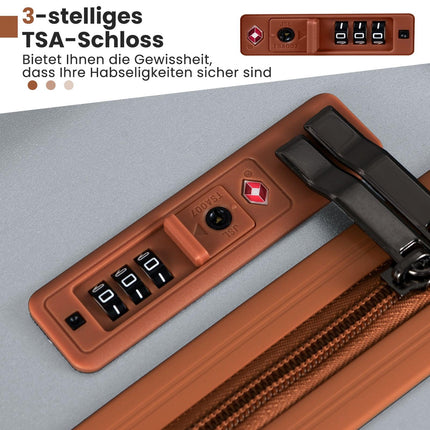 3-teiliges Hartschalen-Kofferset mit TSA-Schloss, Silber
