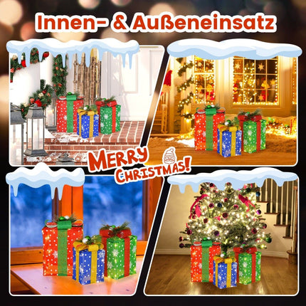 Coffrets cadeaux de Noël LED en 3 parties avec 52 lumières blanc chaud