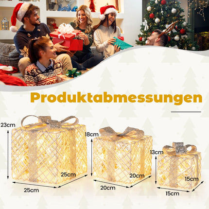Coffret cadeau de 3 pièces avec 50 lumières blanc chaud