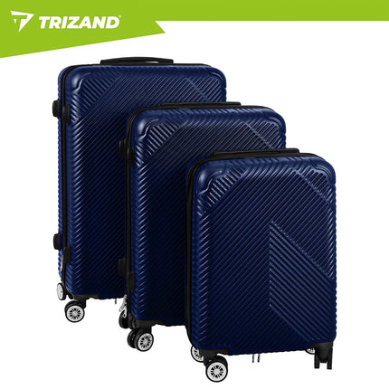 Ensemble de 3 valises bleu marine - Coque rigide, roulettes pivotantes