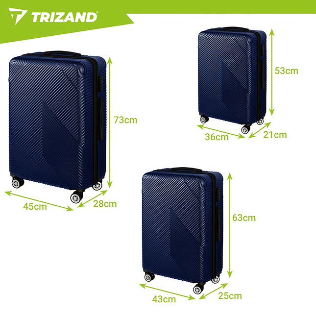 Ensemble de 3 valises bleu marine - Coque rigide, roulettes pivotantes
