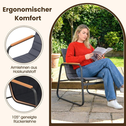 3-teiliges Outdoor-Bistro-Set mit Kissen und Glastisch