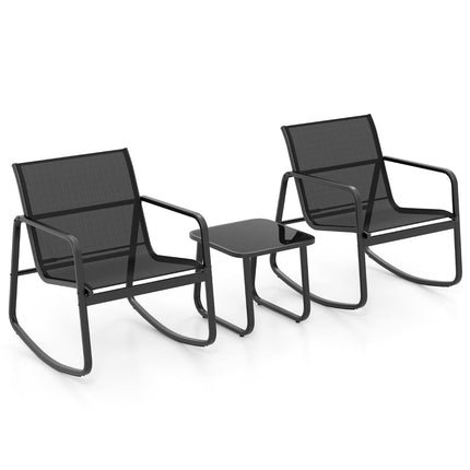 Ensemble bistro d'extérieur 3 pièces avec chaises berçantes et table