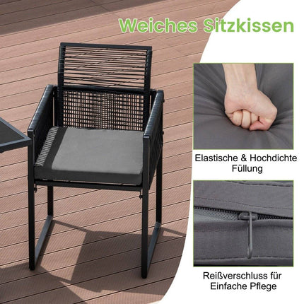 Ensemble de salle à manger d'extérieur 3 pièces avec dossier pliant et coussin de siège, ensemble de meubles de patio