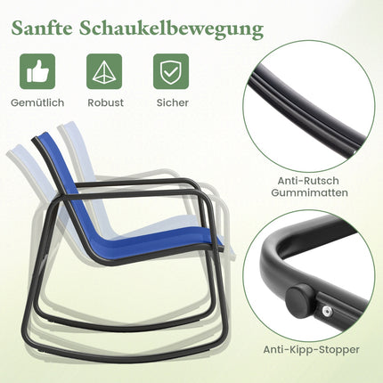 3-teiliges Outdoor-Schaukelmöbel-Set mit Tisch, Blau