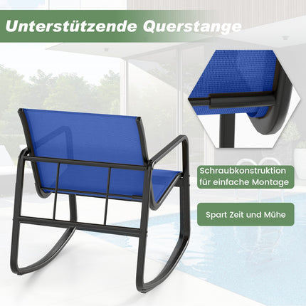 3-teiliges Outdoor-Schaukelmöbel-Set mit Tisch, Blau