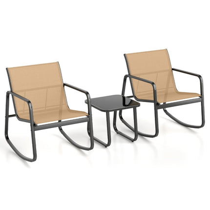 Ensemble de mobilier de jardin à bascule 3 pièces avec table et chaises