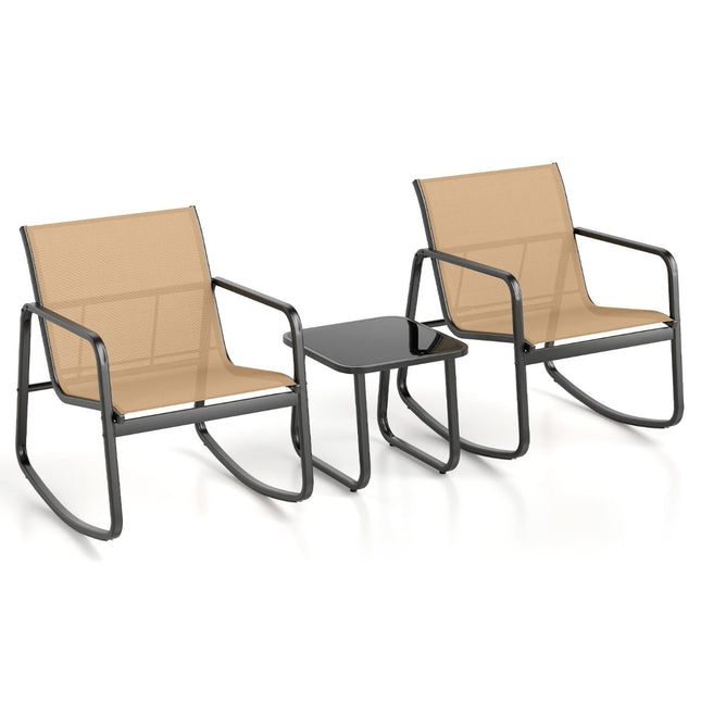 3-teiliges Outdoor-Schaukelmöbel-Set mit Tisch und Stühlen