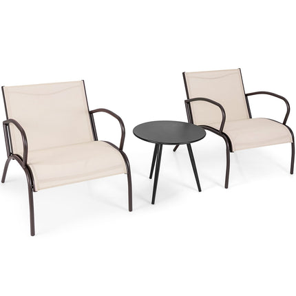 3-teiliges Terrassenset mit 2 Stühlen und Tisch, ergonomische Sitze