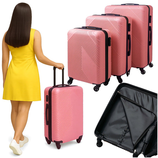 Ensemble de valises roses 3 pièces - Légères et résistantes