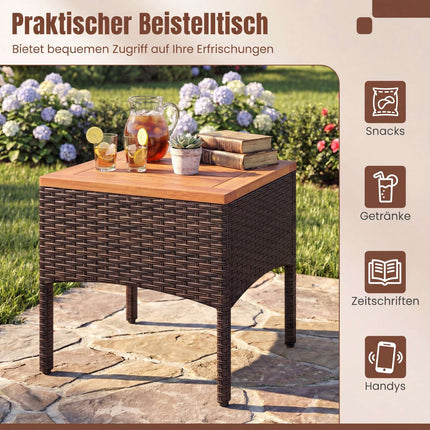 Ensemble de patio en rotin 3 pièces avec coussins et table d'appoint