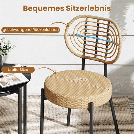 3-teilige Rattan-Gartengarnitur mit Glastisch, braun