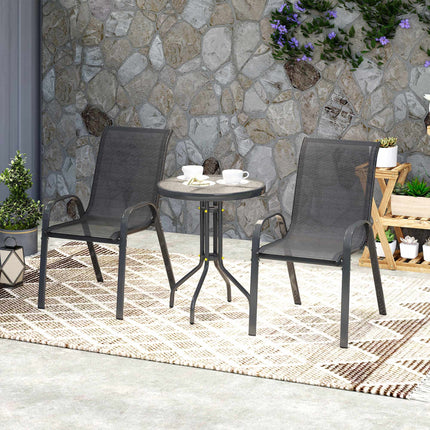 Ensemble de patio 3 pièces résistant aux intempéries avec table en verre, noir