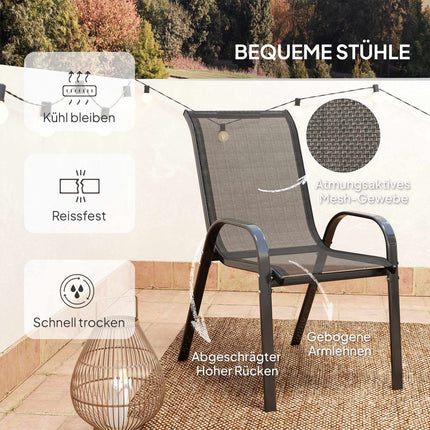 Ensemble de patio 3 pièces résistant aux intempéries avec table en verre, noir