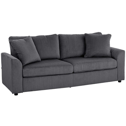 3-Sitzer Kordsofa mit Kissen, 212 cm, Dunkelgrau