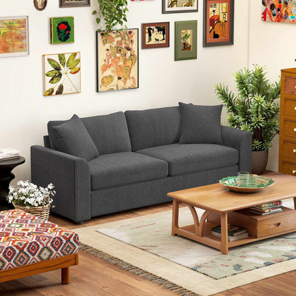 3-Sitzer Kordsofa mit Kissen, 212 cm, Dunkelgrau