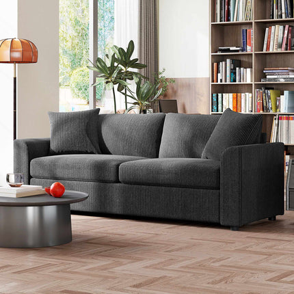 3-Sitzer Kordsofa mit Kissen, 212 cm, Dunkelgrau