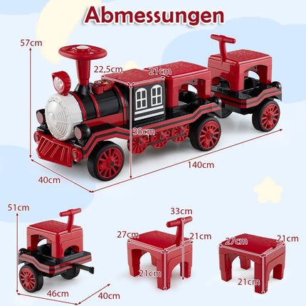 Train électrique 3 places pour enfants, 12 V, sièges amovibles