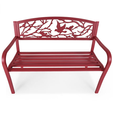 Banc de jardin 3 places en fonte rouge avec dossier