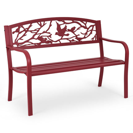 Banc de jardin 3 places en fonte rouge avec dossier