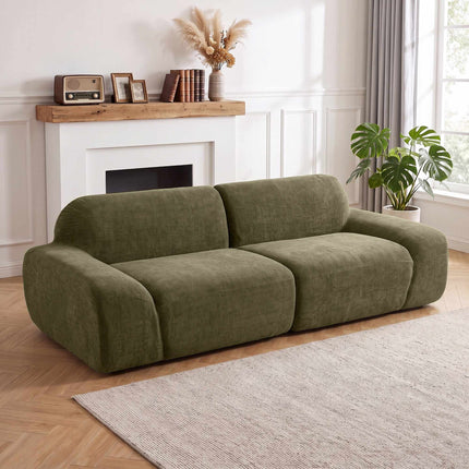 Canapé 3 places, revêtement en chenille, vert foncé